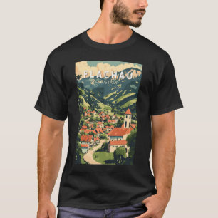 Flachau Oostenrijk Illustratie Reizen Art Vintage T-shirt