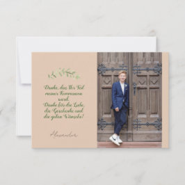 Flache Dankeskarte Kommunion Konfirmation retro Bedankkaart