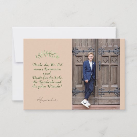 Flache Dankeskarte Kommunion Konfirmation retro Bedankkaart (Voorkant)