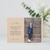 Flache Dankeskarte Kommunion Konfirmation retro Bedankkaart (Staand voorkant)