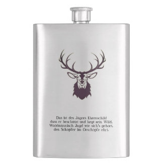 Flachmann mit Hirsch "Leitspruch" / Hip flask deer Flacon