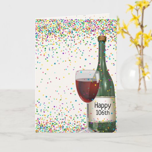 Flacon Happy 106th Birthday wine Kaart (Gele Bloem)