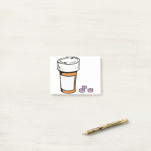 Flacon met voorschrijfpil post-it® notes (Op bureau)
