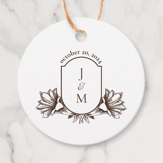  flacon-monogram-Crest Klassieke ronde Bedankjes Labels (Voorkant)