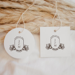 flacon-monogram-Crest Klassieke ronde Bedankjes Labels