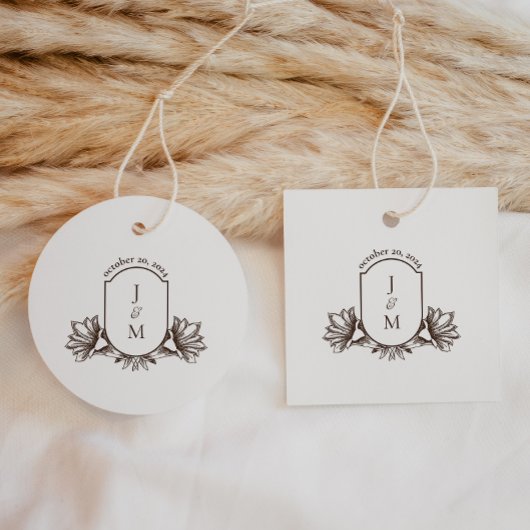  flacon-monogram-Crest Klassieke ronde Bedankjes Labels