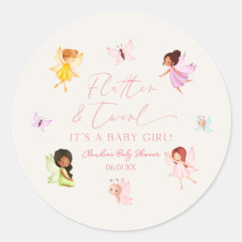 Fladder en Draai Betoverde Fee Baby Shower Ronde Sticker