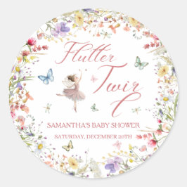Fladder en Draai Magische Vleugels Baby Shower Ronde Sticker