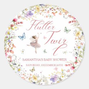 Fladder en Draai Magische Vleugels Baby Shower Ronde Sticker