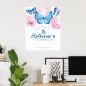 Fladder over Vlindervriendin Verjaardag Welkom Poster (Thuiskantoor)