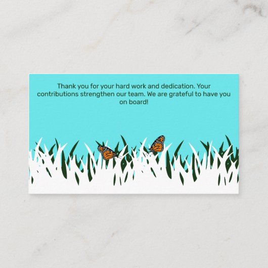 🦋🌿fladderende Bedankt: Team Appreciation Lawn Ca Visitekaartje (Achterkant)