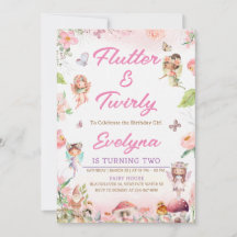 Fladderende en Draaiende Fee Verjaardags Uitnodigi