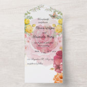 Fladderende Romance: Waterverf Roos & Vlinder We All In One Uitnodiging (Binnen)