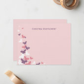 Fladderende Vlinders Platte Bedankkaartjes Notitiekaartje (Voorkant / Achterkant in situ)