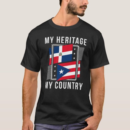 Flag 1 op het Puerto Ricaanse en Dominicaanse erfg T-shirt (Voorkant)