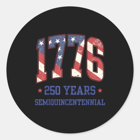 Flag 250 Years 1776-2026 250th Birthday Anniversar Ronde Sticker (Voorkant)