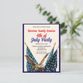 Flag and Eagle 4th of July Family Reunion Party Kaart (Staand voorkant)