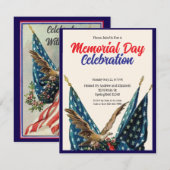 Flag and Eagle Patriotic Memorial Day Party Kaart (Voorkant / Achterkant)