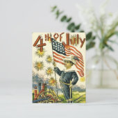 Flag Boy op 4 juli Briefkaart (Staand voorkant)