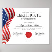 Flag Certificate of appreciation, recognition Poster (Voorkant)