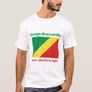 Flag Congo-Brazzaville + Kaart + Tekst T-Shirt