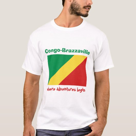 Flag Congo-Brazzaville + Kaart + Tekst T-Shirt (Voorkant)