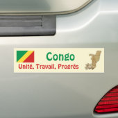Flag Congo-Brazzaville + Map Bumpersticker (Op auto)
