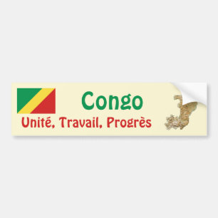 Flag Congo-Brazzaville + Map Bumpersticker