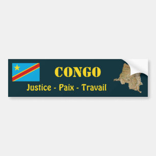Flag Congo-Kinshasa + Bumpersticker kaart