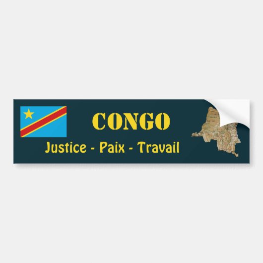 Flag Congo-Kinshasa + Bumpersticker kaart (Voorkant)