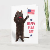 Flag Day Funny Black Cat Holding Flag Feestdagen Kaart (Voorkant)