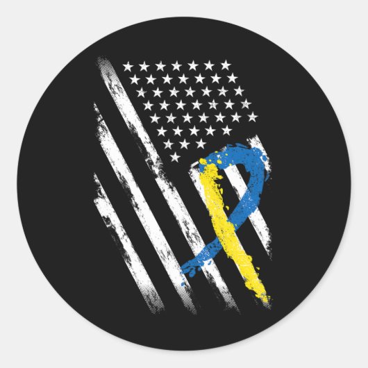 Flag Down Syndroom Awareness Dad Mom Down Syndroom Ronde Sticker (Voorkant)