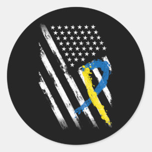 Flag Down Syndroom Awareness Dad Mom Down Syndroom Ronde Sticker