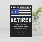 Flag Dunne Blauwe Lijn Politieagent Pensionering Kaart (Staand voorkant)