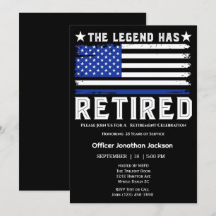 Flag Dunne Blauwe Lijn Politieagent Pensionering Kaart