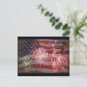 Flag en vuurwerk terugzetten briefkaart (Staand voorkant)