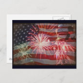 Flag en vuurwerk terugzetten briefkaart (Voorkant / Achterkant)