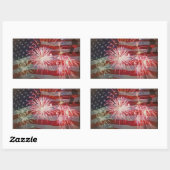 Flag en vuurwerk terugzetten rechthoekige sticker (Vel)