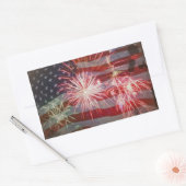 Flag en vuurwerk terugzetten rechthoekige sticker (Envelop)