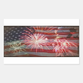 Flag en vuurwerk terugzetten rechthoekige sticker