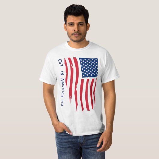  Flag Est. in Amerika USA T-shirt (Voorkant volledig)