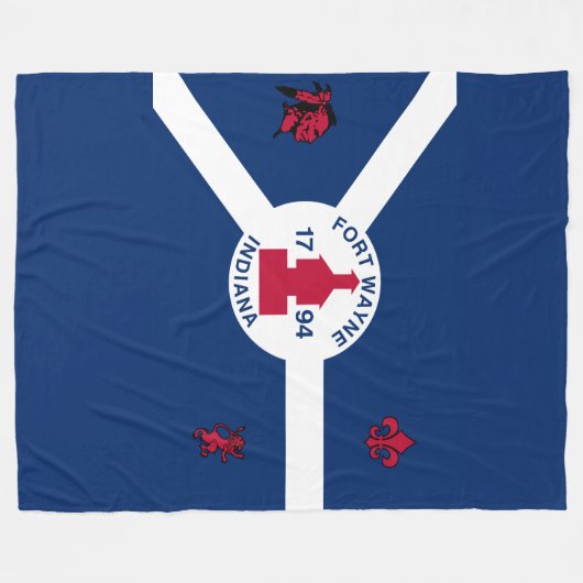 Flag Fort Wayne, Indiana Fleece Blanket (Voorkant (Horizontaal))
