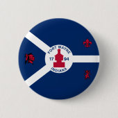 Flag Fort Wayne, Indiana Pinback Button (Voorkant)