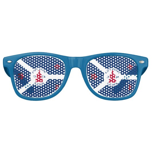 Flag Fort Wayne, Indiana Retro Sunglasses Zonnebril (Voorkant)