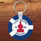 Flag Fort Wayne, Indiana Sleutelhanger (Voorkant)