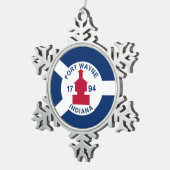 Flag Fort Wayne, Indiana Tin Sneeuwvlok Ornament (Rechts)
