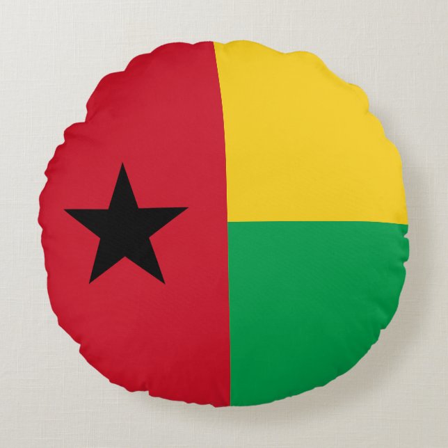 Flag Guinee-Bissau Rond Kussen (Voorkant)