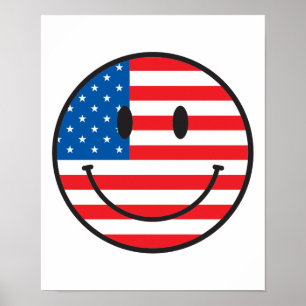 Flag Happy Face van de Verenigde Staten Poster
