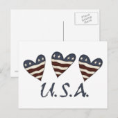 Flag Hearts Patriottisch Briefkaart (Voorkant / Achterkant)