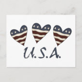 Flag Hearts Patriottisch Briefkaart (Voorkant)